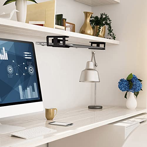 IFCASE Under Desk Laptop Mount, Metal Under Desk Shelf Holder for Laptop, Mac mini, MacBook, Keyboard with Anti-Scratch Silicone (Black) - color: Black