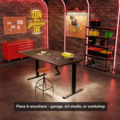 Mount-It! Hand Crank Standing Desk, 55" One-Piece Adrift Top, 132 lbs - color: Adrift