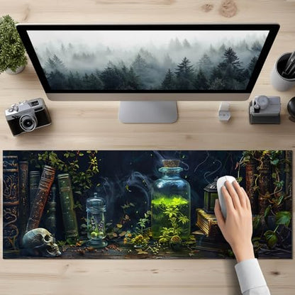 HOMETITUTE Large Mouse Pad 31.5x11.8 Inch Gaming Mousepad Alchemy Botanical Fantasy Art Non-Slip Keyboard Desktop Protector Mat XL Mouse Pad for Home Office Laptop Wireless Mice Accessories - color: Alchemy Botanical Fantasy Art