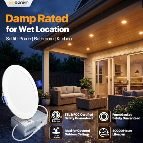 Ensenior 24 Pack 6 Inch LED Recessed Light, 5000K Dimmable Canless Wafer - color: 5000k - Daylight, size: 6 Inch