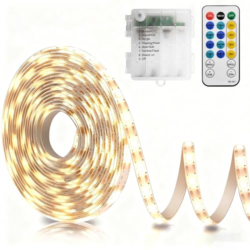 echosari Strip Lights Battery Operated 16.5Ft with Timer for Cupboard - color: Warm White, size: 16.5Ft