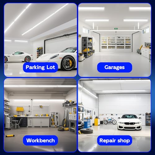 hykolity T8 LED Shop Lights 2FT, 6500K Super Bright White, 30W, 3500LM | V Shape Integrated LED Tube Light, High Output Linkable Shop Lights for Garage Workshop, Built-In On/Off Switch, 4 Pack - size: 2FT