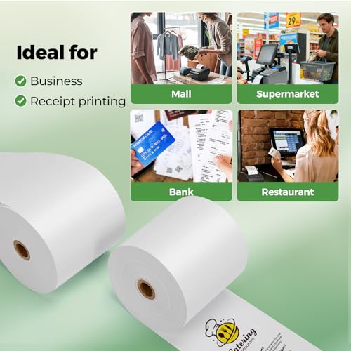 MUNBYN Thermal Paper 3 1/8 x 230ft, 5 Rolls Receipt Paper Work for Star Micronics TSP100 TSP143 Epson 80mm Receipt Printer Square POS Register Credit Card Terminals, Pos Register Paper BPA Free - size: 3 1/8" x 230', style: 5 Rolls