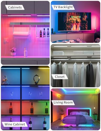 Diomart RGB Under Cabinet Lights Plug-in, 12 Inch, 3 Pack | Remote,Under Cabinet lighting, Dimmable, LED Light Bar for Kitchen, Multi-Color for Desk, Closet