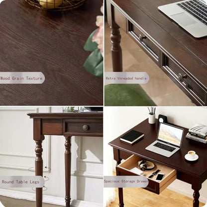 Walnut Writing Desks with Drawers, 35" French Country Style - color: Walnut, size: Standard-35 inches