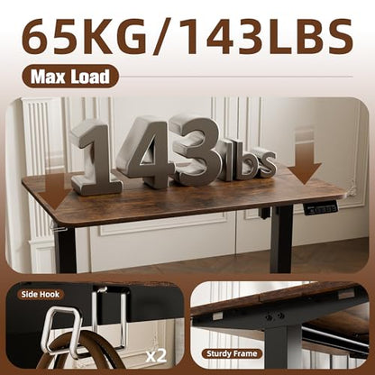 Small Standing Desk,35"x24" Height Adjustable Sit-Stand Home Office, Brown | Electric Adjustable Standing Desk, Sit to Stand Computer Office Desk with Splice Board, Memory Preset, Lifts 28.7''-46.5" - color: Rustic Brown, size: 35 inch