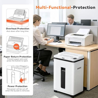 Paper Shredder 200-Sheet Auto Feed, Touchscreen Heavy Duty Shredders, 40 Min Non-Stop, P-5 Ultra Security Shredder for Home Office, Micro Cut with Wheels, 5.8 Gal Bin, <60 dB(OL288) - size: 200 Sheet Auto Feed