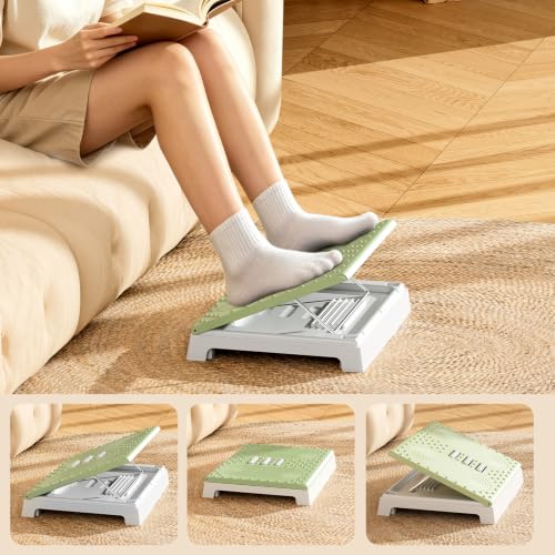 JOYZAN Foldable Foot Rest for Under Desk Footstool with Massage Roller | 6 Heights Adjustable Chair Footrest for Leg Rests Ergonomic Foots Stool for Office, Home, Black - color: Black