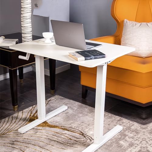 Standing Desk Adjustable Height Manual Crank, 80x60cm Home Office Computer Desk with Whole-Piece Desktop Board, 70-113cm Rising Desk