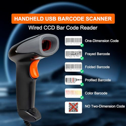YANZEO Wired USB CCD Handheld Barcode Scanner for Shop Warehouse - style: L1100