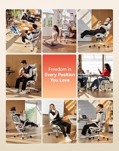 SIHOO B100 PRO Ergonomic Mesh Office Chair with Footrest - color: Light White, size: Pack of 1