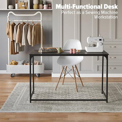 WOHOMO Folding Desk, 47.2" Foldable Computer Table for Small Spaces, Black - color: Black, size: Extra Large Size:47.2 x 19.6