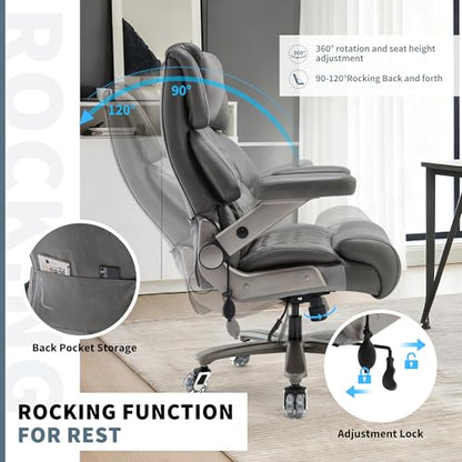 700lbs Big and Tall Office Chair, Large Heavy Duty Computer Desk Chair - color: Grey