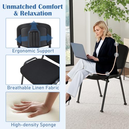 RELAX4LIFE Reception Waiting Room Chairs - Office Guest Chairs Set of 2 w/Ergonomic Backrest & Padded Seat, Armless Lobby Chair for Home Church Conference Meeting, Stackable Reception Chairs (2)