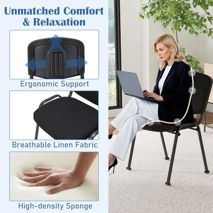 RELAX4LIFE Reception Waiting Room Chairs - Office Guest Chairs Set of 2 w/Ergonomic Backrest & Padded Seat, Armless Lobby Chair for Home Church Conference Meeting, Stackable Reception Chairs (2)