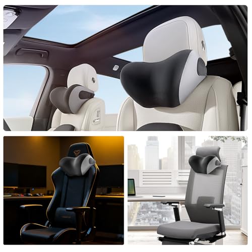 BEBAS Ergonomic Car Headrest Pillow, Memory Foam Neck Support, BlackGray - color: Black Gray