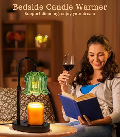 Candle Warmer Lamp with Timer - Electric Candles Wax Warmers Glass Lamps - color: F-green