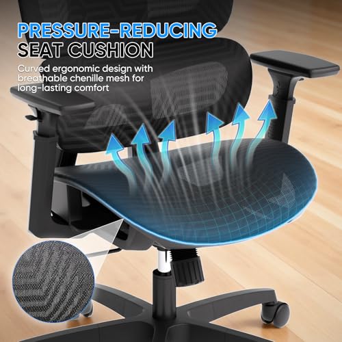 MoNiBloom Ergonomic Office Chair, High Back Mesh Desk Chair for Home, Black