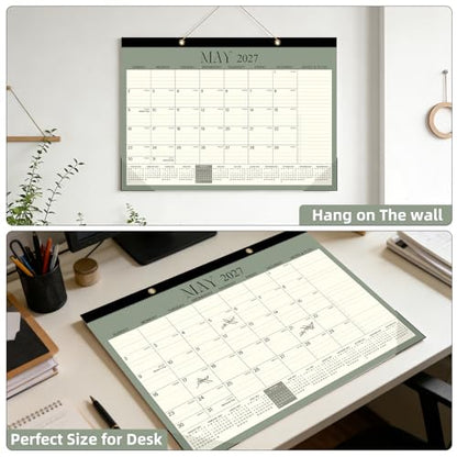 Tcamp Desk Calendar 2026-2027, Large Desktop/Wall Monthly Calendar - color: Green, size: 17"x12"(Jul 2026-Dec 2027)