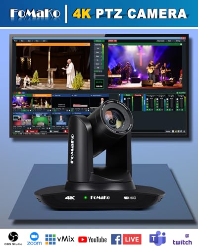 FoMaKo 4K 30X PTZ Camera HDMI with NDI and AI Auto-Tracking SDI PTZ Camera,for Church Worship Education Conference Events,NDI 6 & NDI HX3 Certified(K30NSx2+KC608 Pro) BK30NS2 - color: Matte Black