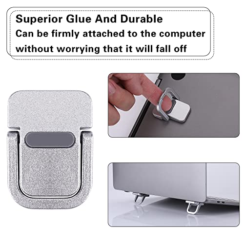 Abeillo 2PCS Portable Keyboard Riser, Self-Adhesive Mini Laptop Stand Invisible Computer Keyboard Stand for Desk, Laptop Feet Compatible with Pro/Air, Lenovo, Surface (Silver) - color: Silver