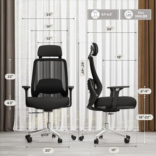 FLEXISPOT Massage Office Chair, High Back Ergonomic Desk Chair with Adjustable Headrest, 3D Armrests, 2D Lumbar Heated Shiatsu Massager, 4-Position Recline, Foam Seat, Black - color: Cloudtech Black