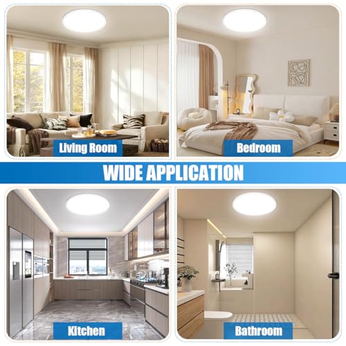 Allsmartlife LED Flush Mount Ceiling Light Fixture 1-Pack, 18 inch 36W 4650lm Flat Ceiling Light, 3000K/4000K/6500K, Round Ceiling Light Fixture for Bedroom, Living Room, Kitchen - color: White, size: 18inch 1-Pack