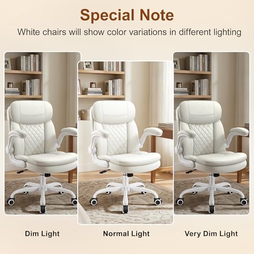 Office Desk Chair, Ergonomic Computer Chair with Unique Dual-Layer Support - color: White