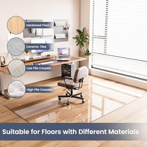 46"x46" Tempered Glass Chair Mat for Carpet - size: 46x46