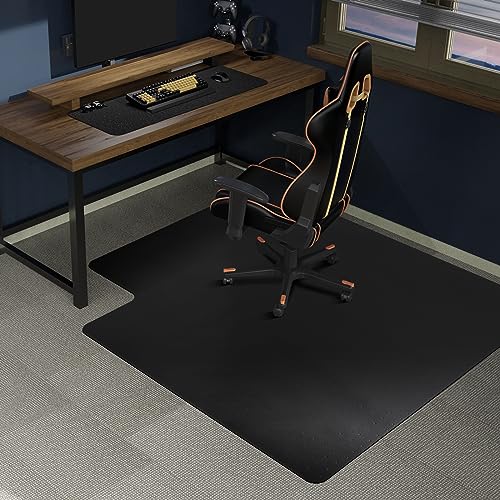 SALLOUS Office Chair Mat for Carpet, 48" x 36" Heavy Duty Chair Mat for Carpeted Floors, Gaming Floor Mat with Grips, Rolling Desk Chair Floor Mat for Home Office (Black, Extended Lip) - color: Black (With Lip), size: 36" x 48" (for carpet)