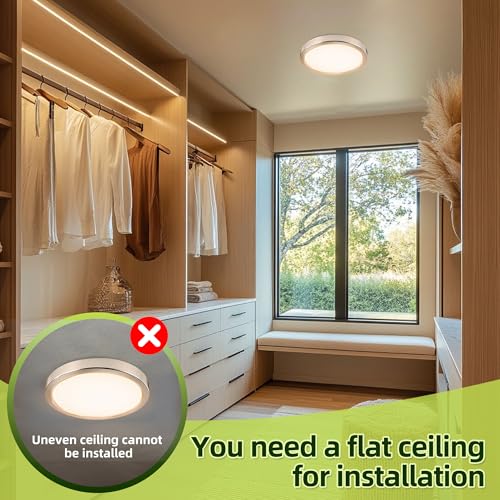 hykolity 9 Inch Selectable CCT LED Round Flat Panel Light,1800LM,2 Pack | 18W 3000K/4000K/5000K, Edge-Lit Flush Mount Ceiling Light Fixture for Kitchen, Bedroom, Laundry and Closet Room,Brush Nickel - color: Brush Nickel, size: 9 inch