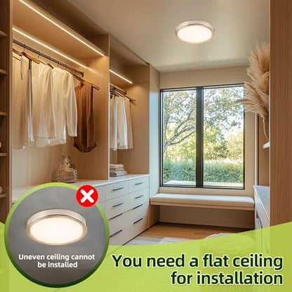 hykolity 9 Inch Selectable CCT LED Round Flat Panel Light,1800LM,2 Pack | 18W 3000K/4000K/5000K, Edge-Lit Flush Mount Ceiling Light Fixture for Kitchen, Bedroom, Laundry and Closet Room,Brush Nickel - color: Brush Nickel, size: 9 inch