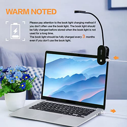 VAVOFO Rechargeable Book Light, 14 LEDs Eye Care Clip On Amber Reading Light for Bookworms Reading in Bed with 9 Colors 9 Brightness(Black) - color: Black