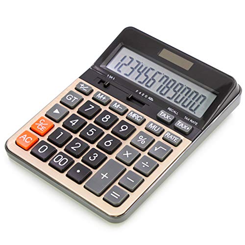 OFFIDIX Big Number Office Calculator with Large LCD Display, Dual Power ﻿ ﻿ - color: Gold