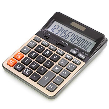 OFFIDIX Big Number Office Calculator with Large LCD Display, Dual Power ﻿ ﻿ - color: Gold
