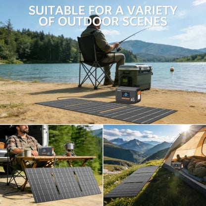 HOWEASY Solar Generator 135W, Portable Power Station with 30W Solar Panel - color: Gray