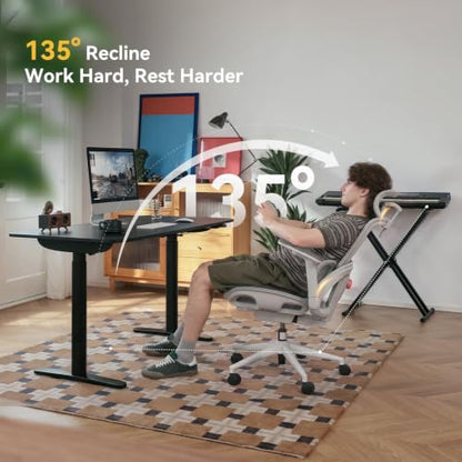 SIHOO B300 Pro Ergonomic Office Chair Without Footrest, 4D Lumbar Support - color: White