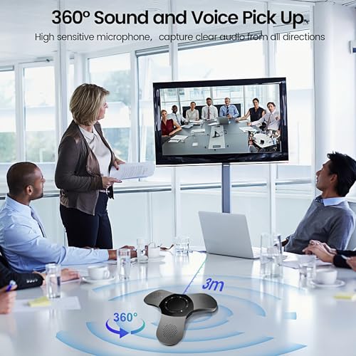 Conference Speaker and Microphone 360° Voice Pickup USB Bluetooth Speakerphone for Home Office & Meeting Room