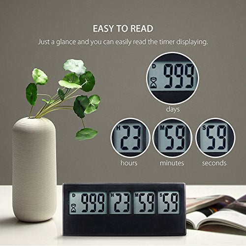 A AIMILAR Digital Countdown Days Timer 999 Days Count Down Timer for Vacation Retirement Wedding Lab Kitchen - color: Black