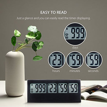 A AIMILAR Digital Countdown Days Timer 999 Days Count Down Timer for Vacation Retirement Wedding Lab Kitchen - color: Black