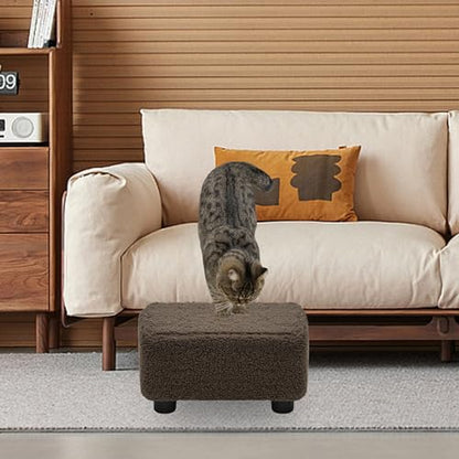 CAROLMADE Small Foot Stool Ottoman Footstool with Legs Under Desk Footrest for Living Room Bedroom and Office, Soft Brown - color: Soft Brown, size: 11"d X 15.4"w X 8.3"h