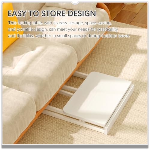 4NM 23.6" Mobile Small Folding Desk, Foldable Rolling Computer Home Office Desk, Study Writing Table for Small Space Saving Bedroom, with Wheels - All White - color: All White, size: 23.6"W x 15.7"D