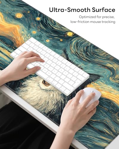 Mouse Pad 31.5x15.7in Large Desk Mat Non-Slip for Office - color: Shocked Cat, size: 31.5" x 15.7"