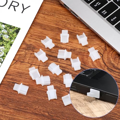 20 Pack White Rj45 Dust Cover Caps, Ethernet Port Cover Ethernet LAN Port Protector Rj45 Anti-Dust-Cover Plugs Protector Stopper Cap for Fiber Optic Copper Rj45female Fiber Terminal Slot, Silicone