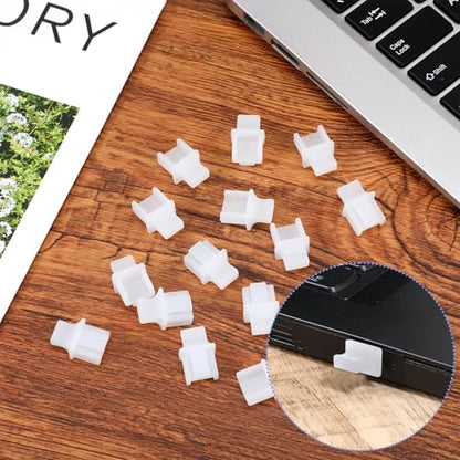 20 Pack White Rj45 Dust Cover Caps, Ethernet Port Cover Ethernet LAN Port Protector Rj45 Anti-Dust-Cover Plugs Protector Stopper Cap for Fiber Optic Copper Rj45female Fiber Terminal Slot, Silicone