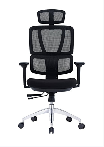SUNLINE Elevate Office Chair - Ergonomic & Adjustable Lumbar Support System with Aluminum Base - 4D Curved Mesh Headrest & 3D Armrest Chair, Tilt Control - color: Black - Back Support