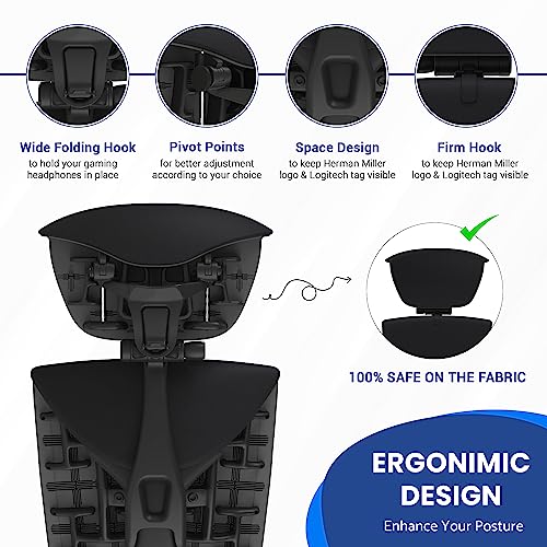 OFFICE LOGIX SHOP Embody Headrest Compatible with Herman Miller Embody Chair (Black Rythem Fabric/Gaphite Frame) - color: Black Rythem Fabric/Gaphite Frame
