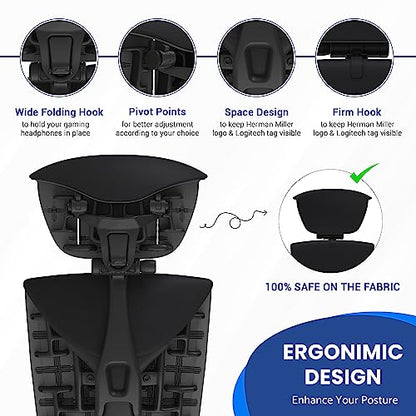 OFFICE LOGIX SHOP Embody Headrest Compatible with Herman Miller Embody Chair (Black Rythem Fabric/Gaphite Frame) - color: Black Rythem Fabric/Gaphite Frame