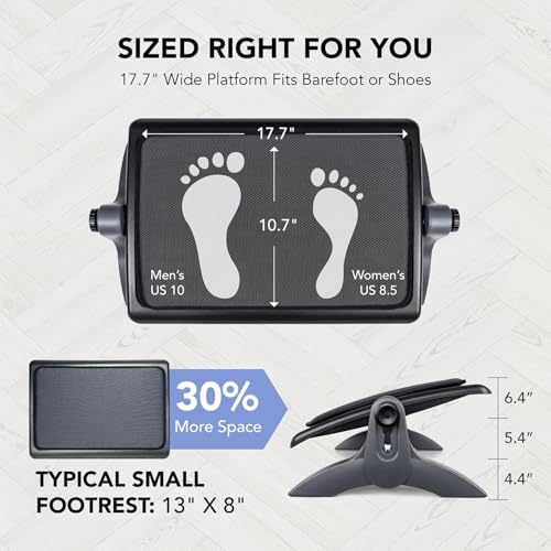 EHO Ottoman, Ergonomic Foot Rest for Under Desk, Adjustable Height and Angle, Sponge Platform, Anti-Slip, Ankle Support, Detachable Washable Cushion, Back and Leg Pain Relief, 21.6" L x 11.4" W, Black - style: Sponge Platform
