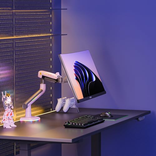 NB Gaming Monitor Arm or for 32 to 60 Inches Screen, Load up to 20 kg, VESA 75/100, RGB-Light, Heavy Duty, Multi Angle Adjustable, Premium Aluminum, Pink - color: Fantasy Pink
